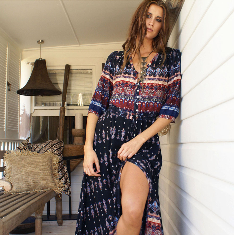 speed sells Amazon women's explosions bohemian print new dress beach skirt foreign trade wish