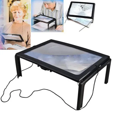 Desktop Magnifying Glass with 4 Led Lights Ultrathin A4