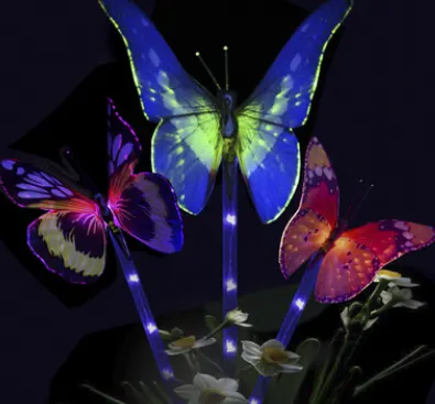 Solar Butterfly Light 7 Color Cycle LED Fiber Lawn