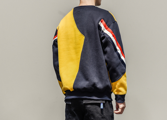 PATCHWORK FLEECE SWEATER - YELLOW BLACK