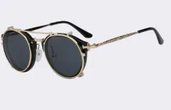 Fashionable And Vintage Dual Purpose Cover Mirror Flat Mirror Men's And Women's Sunglasses - Black - View 1