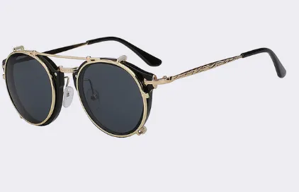 Fashionable And Vintage Dual Purpose Cover Mirror Flat Mirror Men's And Women's Sunglasses Black - Shop at LoveMi