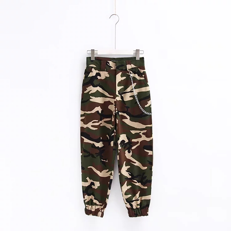 spring and summer new street style fashion foot elastic band casual pants women's slim nine pants overalls Camouflage - Shop at LoveMi