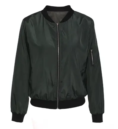 Solid Color Short Style Vertical Collar Leisure Zipper Jacket