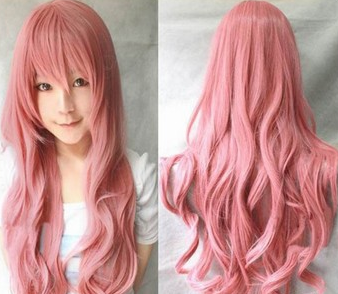 Wig High Temperature Silk 80cm Long Curly Hair Tobacco Pink 80Cm - Shop at LoveMi