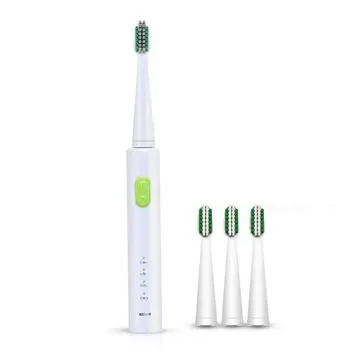 Ultrasonic electric toothbrush adult usb charging household fur waterproof 4 toothbrush head Green - Shop at LoveMi
