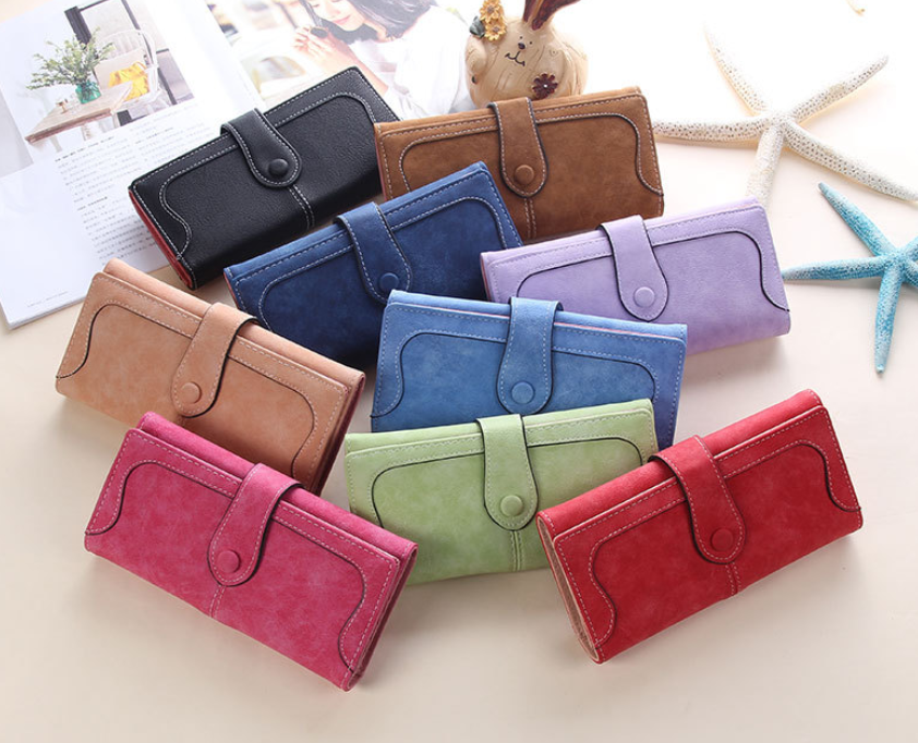 Korean version of the wallet ladies long retro matte stitching ladies