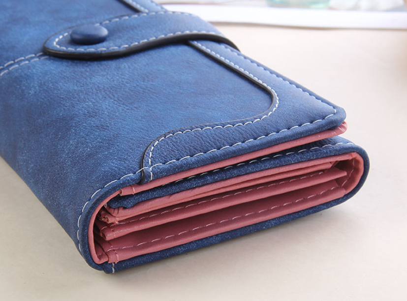 Korean version of the wallet ladies long retro matte stitching ladies wallet women's wallet wallet