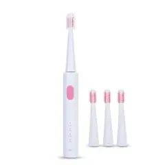 Ultrasonic electric toothbrush adult usb charging household fur waterproof 4 toothbrush head - Pink - View 1