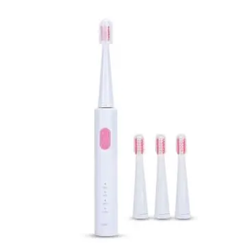 Ultrasonic electric toothbrush adult usb charging household fur waterproof 4 toothbrush head Pink - Shop at LoveMi