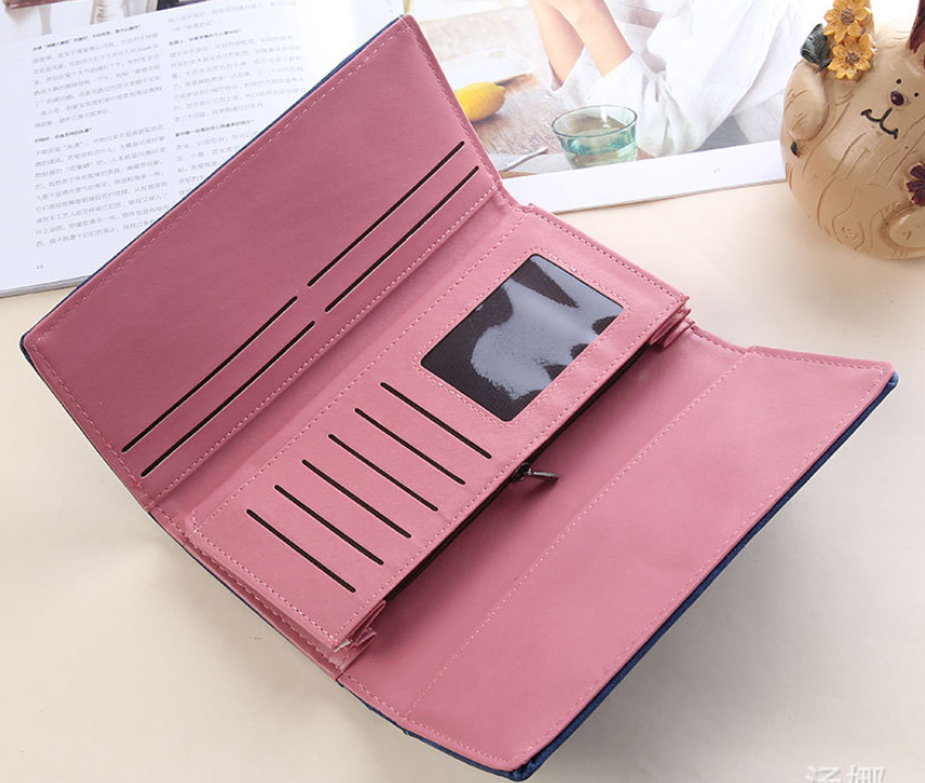 Korean version of the wallet ladies long retro matte stitching ladies wallet women's wallet wallet