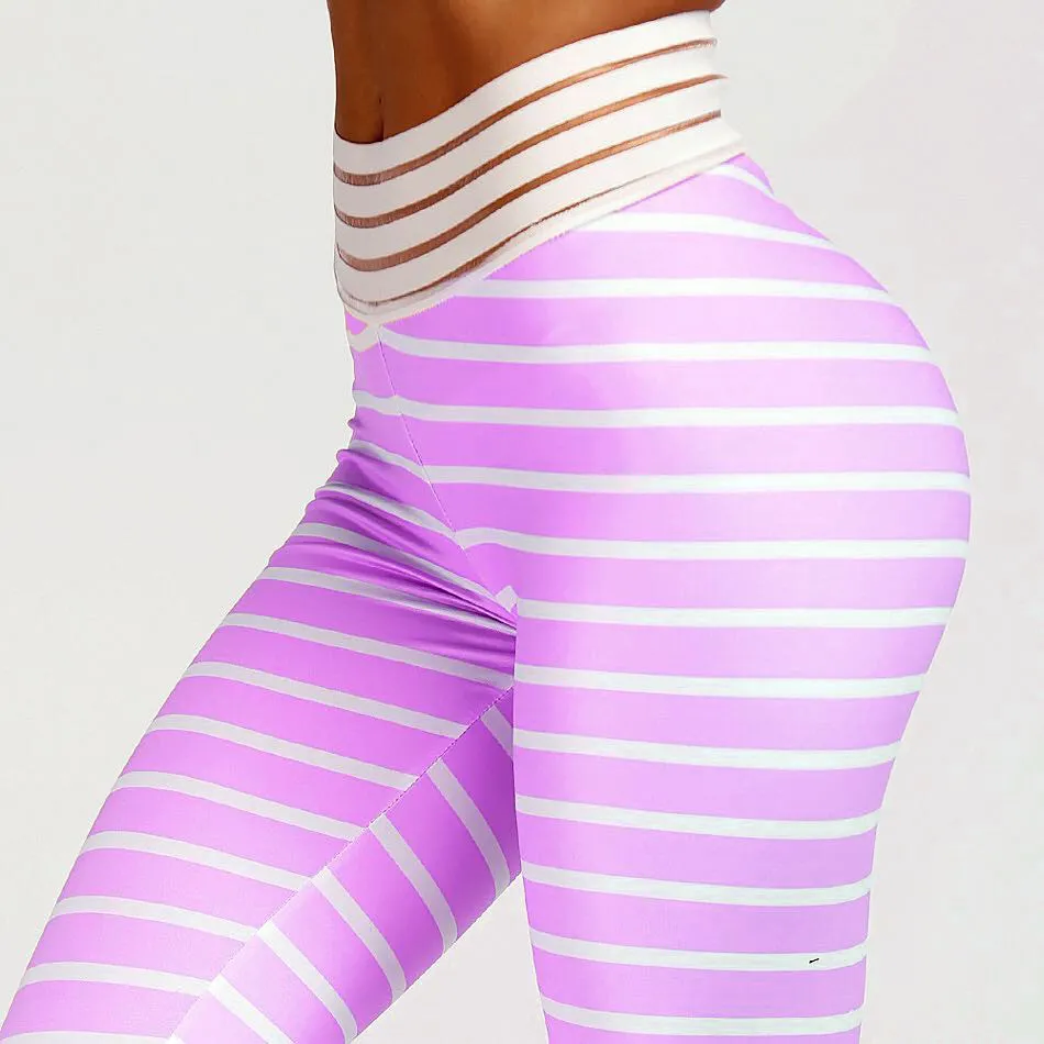 the New , Europe and America, foreign trade printing fish silk, waist waist yoga, buttocks, waist and bottompants - Lavender
