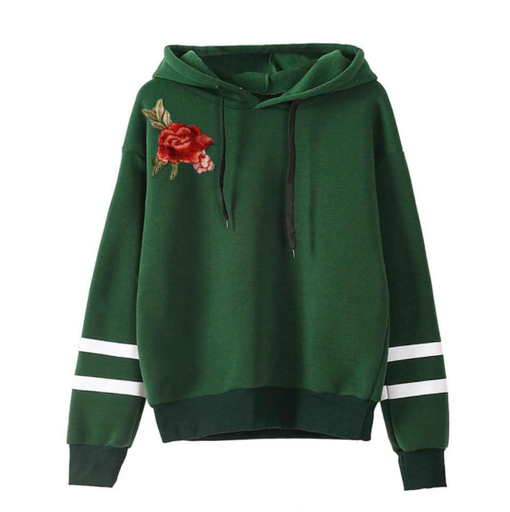 Applique Long Sleeve Hoodie Sw White Hoodie S