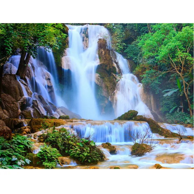 The New 5d Diy Diamond Painting Waterfall Landscape Full Cross Embroidery Square Diamond Rhinestone Mosaic Painting Decor 30X40Cm - Shop at LoveMi