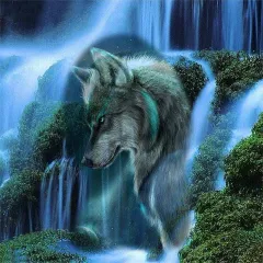 5d Diy Diamond Painting Waterfall Scenic Wolf Cross Stitch Rhinestone Mosaic Art Gift Set - 30X30Cm - View 1