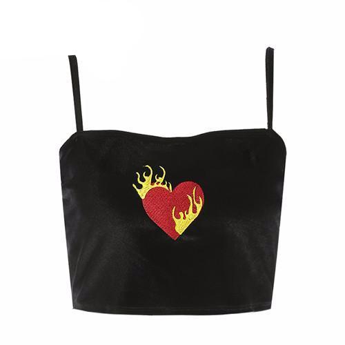 FLAMING HEART VELVET CROP TOP