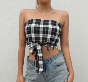 BRIANNA BANDEAU SUMMER PLAID TOP