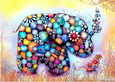 Full Diamond Parade 5D DIY Diamond Painting Color Elephant Diamond Embroidery Cross Rhinestone Mosaic Painting 30X40Cm - Shop at LoveMi