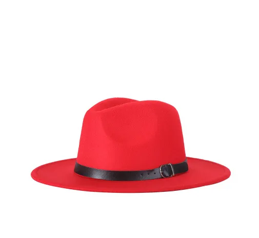 autumn and winter new European and American version of the woolen jazz hat fashion hat hats hot Red - Shop at LoveMi