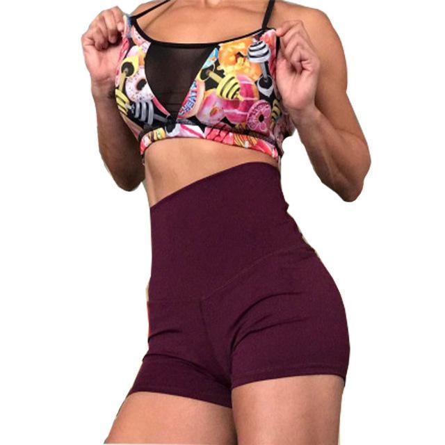 High Waisted Compression Shorts Wine Red - Shop at LoveMi