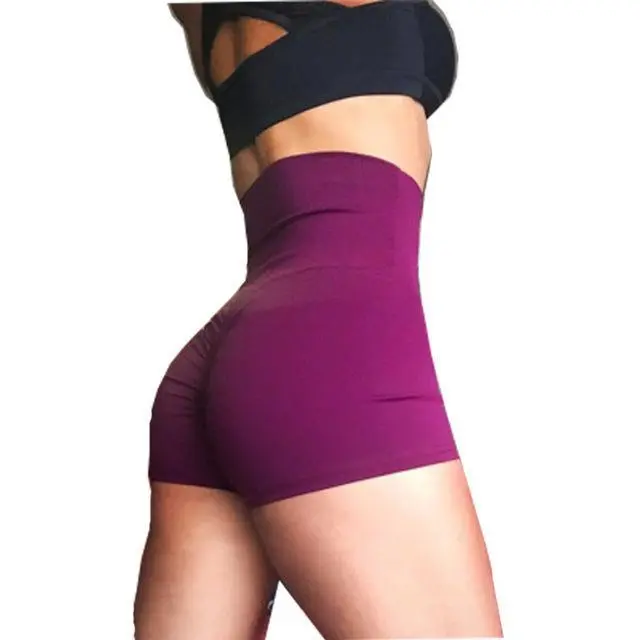 High-Waisted Compression Shorts - Purple