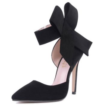 Oversized butterfly pointed suede hollow high heel shoes 35 41 yards Black - Shop at LoveMi