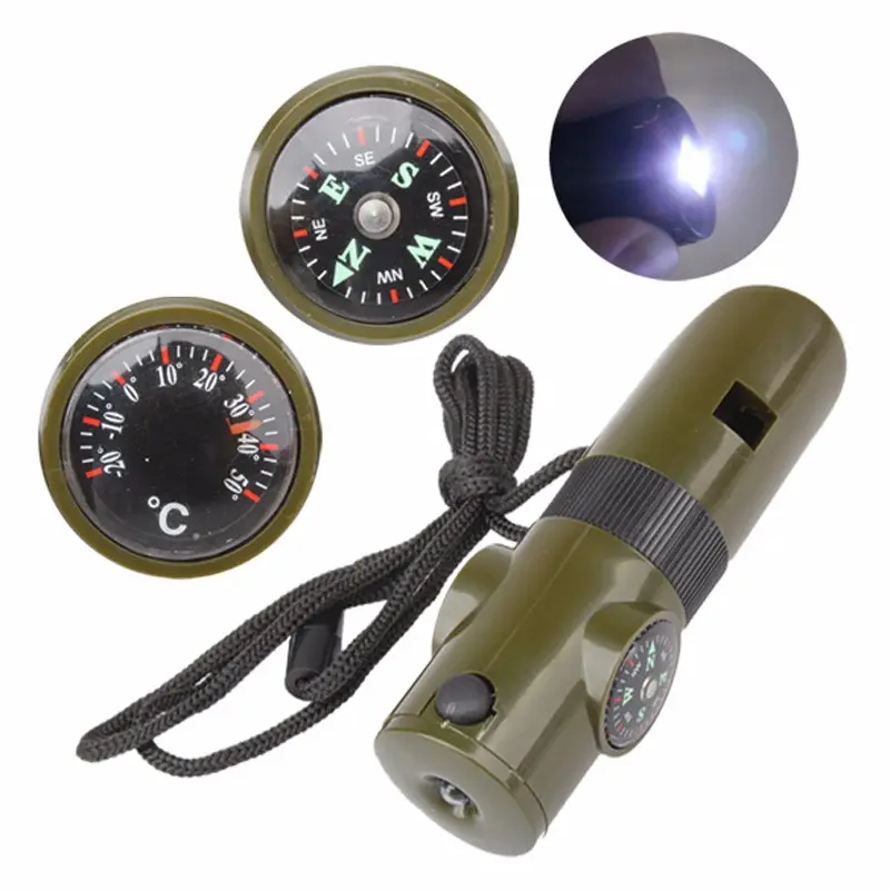 Off-the-shelf Seven-in-one Whistle Multi-function Compass Survival Outdoor Products