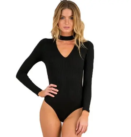 Sexy Jumpsuits Women Halter Knitted Autumn Winter Black Slim Tops Black - Shop at LoveMi