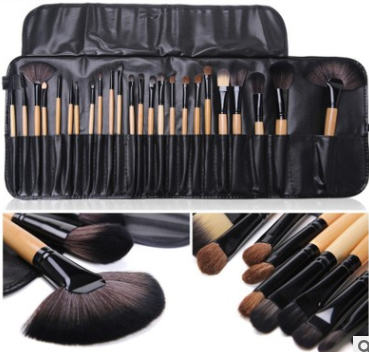 Manufacturer 24-Piece Makeup Brush Wood Color Brush Horse Hair Send Brush Pack Set (4)