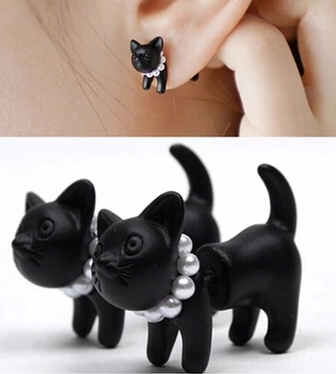 Harajuku stereo small animal pearl leopard head stud earpuncture ear stud