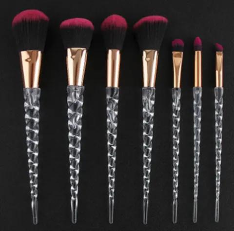 Spot 7 Crystal Makeup Brush Transparent Spiral Handle Horn