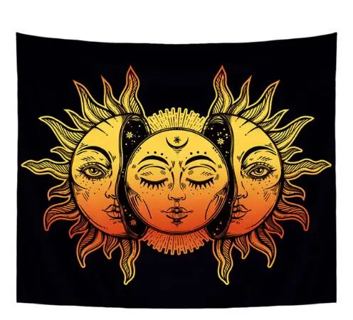 Smiry Mandala Indian Style Short Plush Tapestry Religion Sun Print Hanging Yoga Mat 148X130cm Decorative Bedroom Office 148X130 - Shop at LoveMi