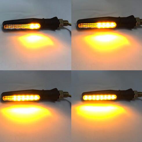 Newest 4x Universal flowing water flickering led motorcycle turn signals Indicators Flexible Blinkers Foldable Amber light lamp — foto 2