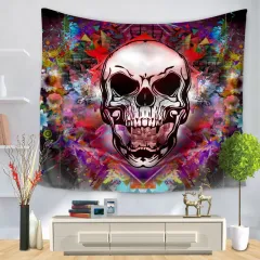 Skull Halloween digital print tapestry hung tablecloth beach towel - 5 - View 1