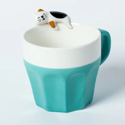 Minimalist cup, ceramic coffee cup, cartoon milk cup, sleepingwater cup, spoon spoon, lovers cup Water Green - Shop at LoveMi