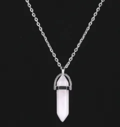 Jewellery Alien blasting necklace hex pendant necklace two pointed natural stone necklace Korean version of the source - Pink - View 1