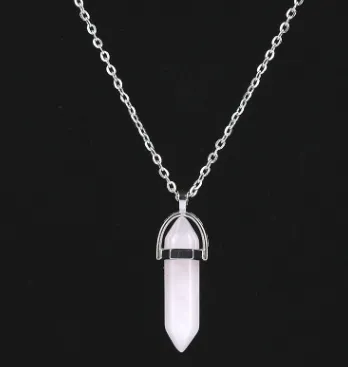 Jewelry Alien blasting necklace hex pendant necklace two pointed natural stone necklace Korean version of the source Pink - Shop at LoveMi