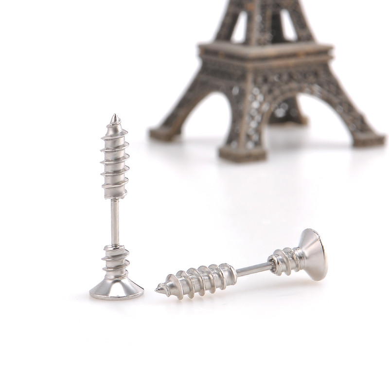 Titanium steel screw earrings