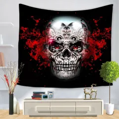 Skull Halloween digital print tapestry hung tablecloth beach towel - 6 - View 1