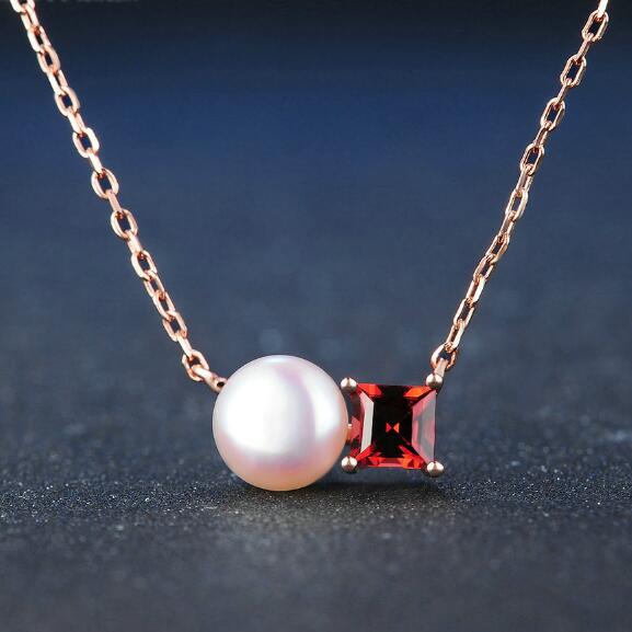 925 Pure Silver Natural Pearl Rose Gold Lock Bone Chain