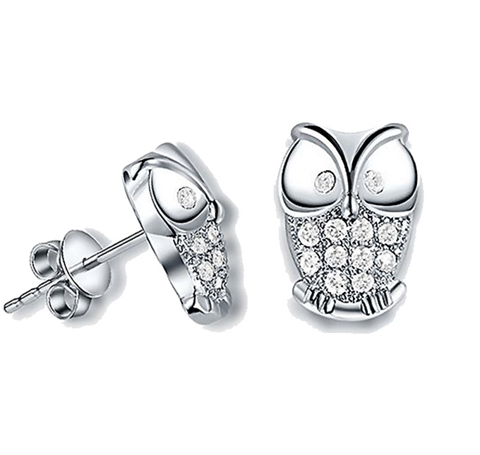 Owl Shaped Crystal Stud Earrings