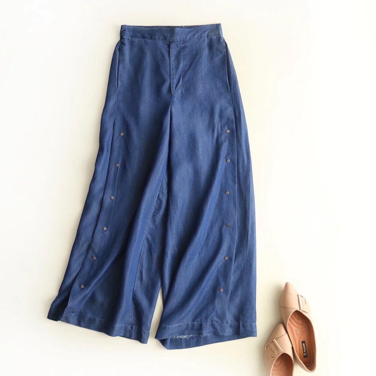 spring and summer new European and American Wind women's wear beads, cowboy, wide leg pants.