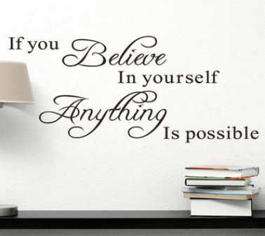 The new 8037 hot sale Believe yourself generation of carved q wall stickers Europe and the United States rumors wall stickers English - Image 1