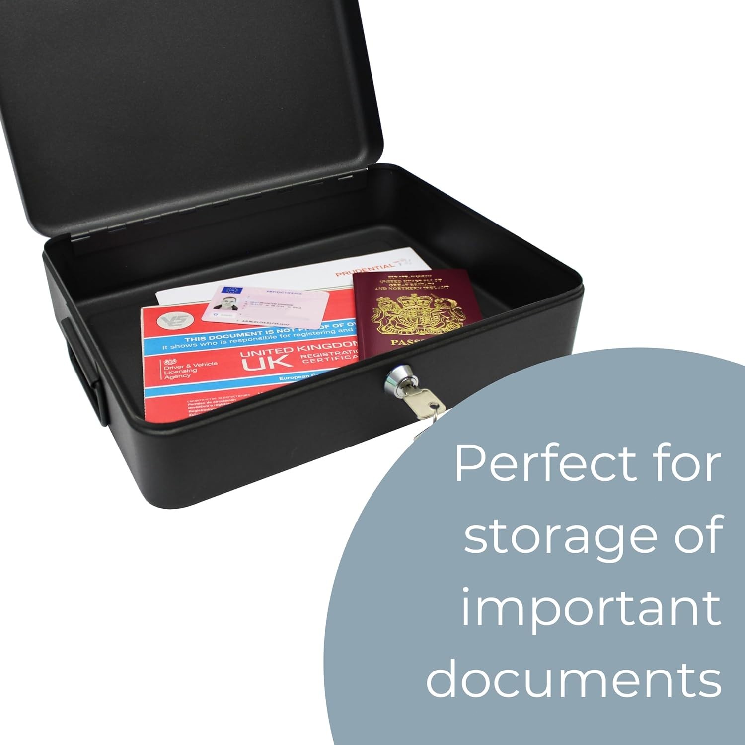 12 Security Cash Document Storage Safety Deposit Secure Lock Key Safe Box Metal — image 9