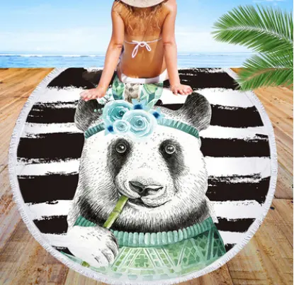 Round beach towel, cute animal, panda, shawl