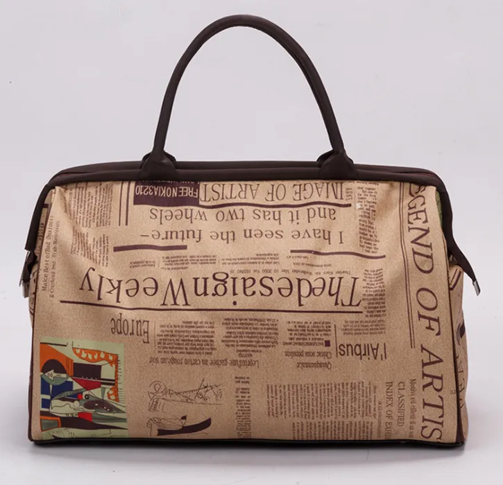 Waterproof Large Capacity Duffle Bags - Retro Newspaper-L