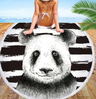 Round beach towel, cute animal, panda, beach towel, shawl cushion, microfiber Round Beach Towel, Cute Animal - Shop at LoveMi