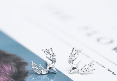 Original s925 silverearrings sterling silver female hypoallergenic cute kitten small animal earrings simple jewelry gift