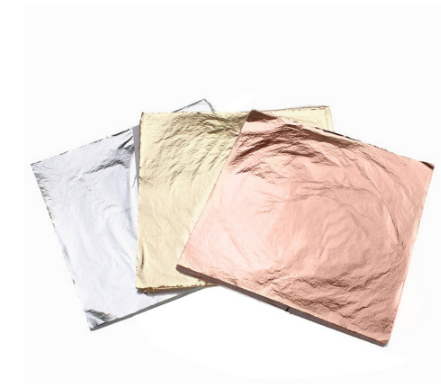 14cm Gold, Silver, Copper & Aluminum Foil Sheets – Decorative Craft & Furniture Foil (100 Pieces)