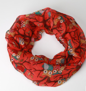 Chamsgend Newly Design Women Ladies Owl Cartoon Print Scarf Warm Wrap Shawl O Neck Rings 160405 Drop Shipping Chamsgend